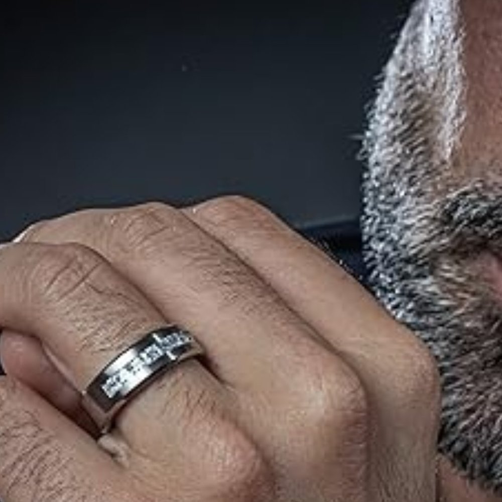 Mens' Wedding Band Engagement Ring Titanium - Picture 4 of 5